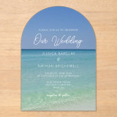 Prachtige strandfotografie Seaside Wedding Acryl Uitnodigingen (Voorkant)