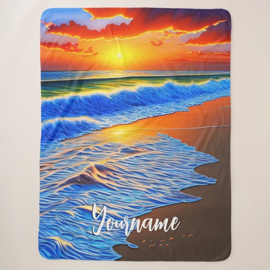 Prachtige strandzonsondergang sherpa deken (Voorkant)
