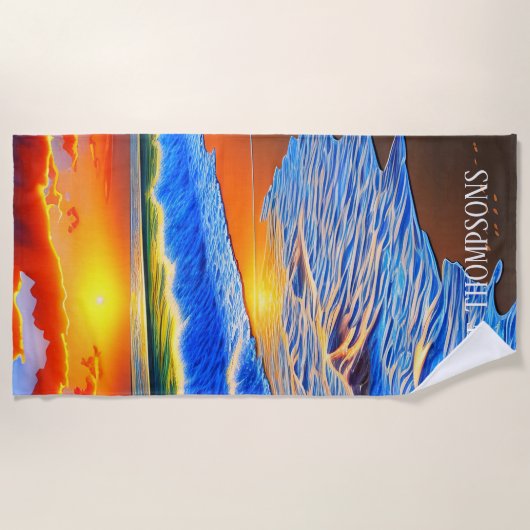 Prachtige strandzonsondergang strandlaken (Voorkant)