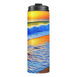 Prachtige strandzonsondergang thermosbeker