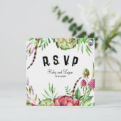 Prachtige Succulents Wedding RSVP Kaart (Staand voorkant)