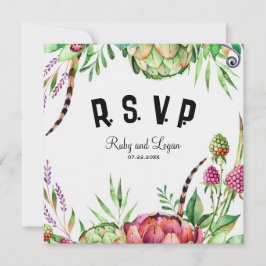 Prachtige Succulents Wedding RSVP Kaart