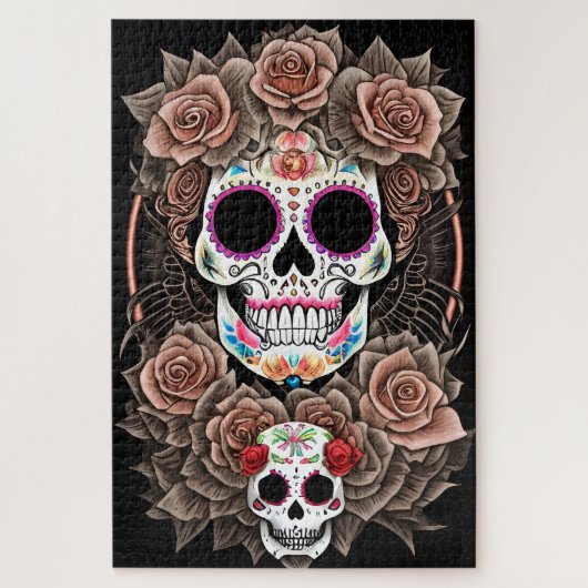Prachtige Sugar Skull Art - Vier traditie Legpuzzel (Verticaal)