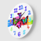 Prachtige Summer Butterflies Artwork Rainbow Color Grote Klok (Hoek)