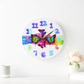 Prachtige Summer Butterflies Artwork Rainbow Color Grote Klok (Huis)