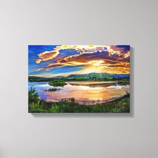 Prachtige Sunrise Mountains reflecties Canvas Afdruk (Voorkant)