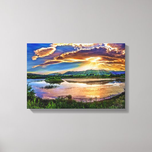 Prachtige Sunrise Mountains reflecties Canvas Afdruk (Voorkant)