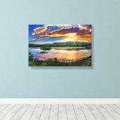 Prachtige Sunrise Mountains reflecties Canvas Afdruk (Insitu (Houten vloer))
