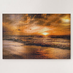 Prachtige Sunset Beach Ocean Waves Legpuzzel