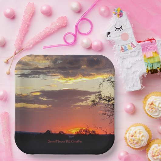 Prachtige Sunset Texas Hill Country Papieren Bordje (Feest)