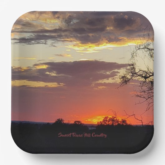 Prachtige Sunset Texas Hill Country Papieren Bordje (Voorkant)