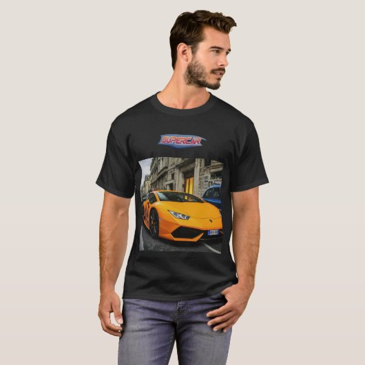 Prachtige Supercar Mannen T-Shirt Design. (Voorkant volledig)