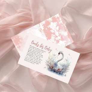 Prachtige Swan Floral Baby shower Boeken voor Baby Informatiekaartje