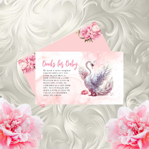 Prachtige Swan Floral Baby shower Boeken voor Baby Informatiekaartje