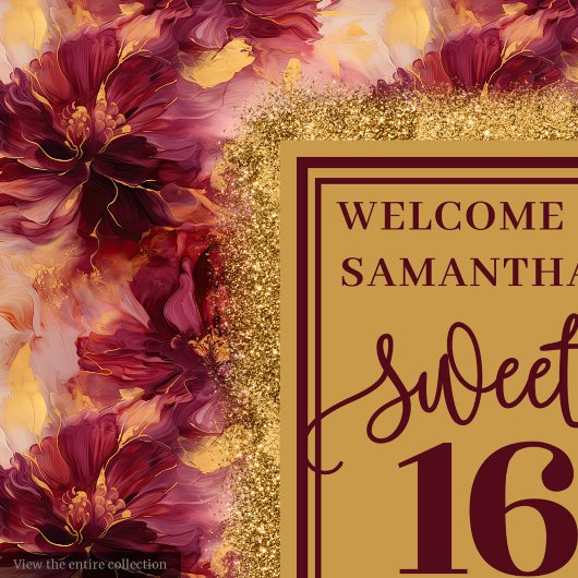 Prachtige Sweet 16 Blush Bourgogne Gold Banner Wandkleed