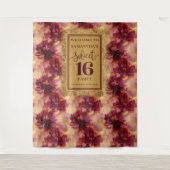 Prachtige Sweet 16 Blush Bourgogne Gold Banner Wandkleed (Voorkant)