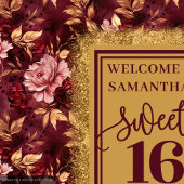 Prachtige Sweet 16 Blush Bourgondië Gold Banner Wandkleed