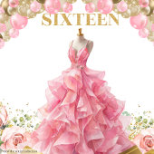 Prachtige Sweet Sixteen Party Banner Gold Sparkle Wandkleed