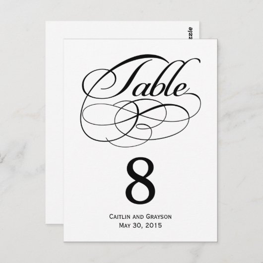 Prachtige Swirls Trouwtafel Nummer Kaart (Voorkant / Achterkant)