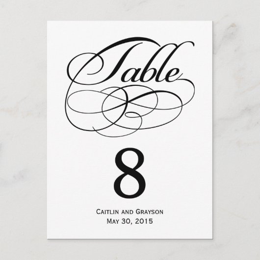 Prachtige Swirls Trouwtafel Nummer Kaart (Voorkant)