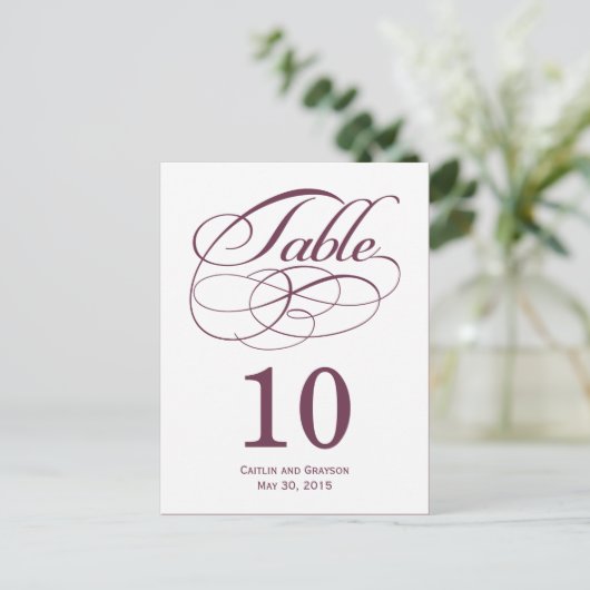Prachtige Swirls Trouwtafel Nummer Kaart (Staand voorkant)