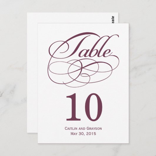 Prachtige Swirls Trouwtafel Nummer Kaart (Voorkant / Achterkant)
