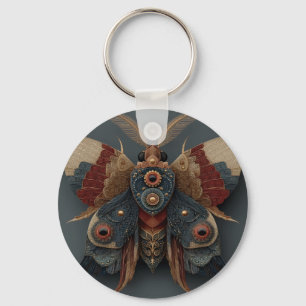 Prachtige symmetrische 3D-mot met gouden accenten Sleutelhanger