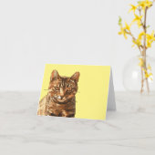 Prachtige tabby kat met starende ogen zwart omtrek kaart (Gele Bloem)