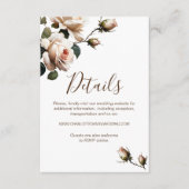 Prachtige Tea Roos bruiloft details Informatiekaartje (Voorkant)