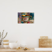 Prachtige Teacup Mixed Media Collage Schilderij Poster (Keuken)