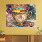 Prachtige Teacup Mixed Media Schilderij Canvas Afdruk (Insitu (Woonkamer))