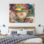 Prachtige Teacup Mixed Media Schilderij Canvas Afdruk (Insitu (Slaapkamer))
