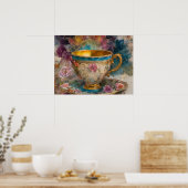 Prachtige Teacup Mixed Media Schilderij Poster (Keuken)
