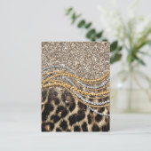 Prachtige teedy Leopard Faux Dierendruk Briefkaart (Staand voorkant)