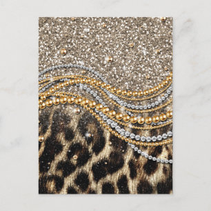 Prachtige teedy Leopard Faux Dierendruk Briefkaart