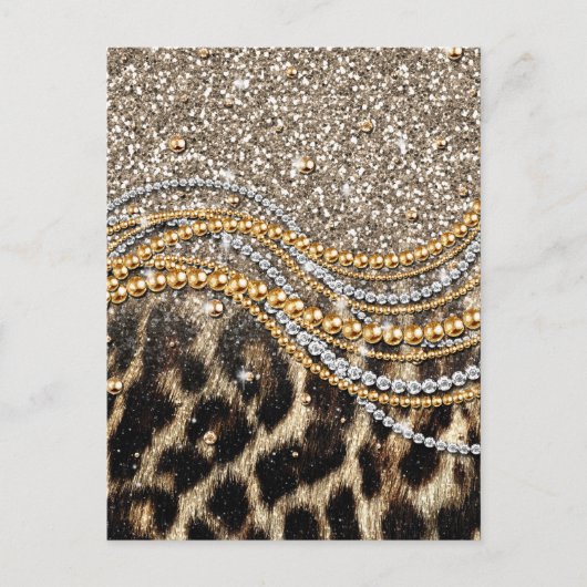 Prachtige teedy Leopard Faux Dierendruk Briefkaart (Voorkant)