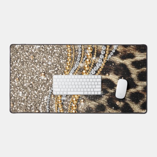 Prachtige teedy Leopard Faux Dierendruk Bureaumat (Keyboard & Muis)