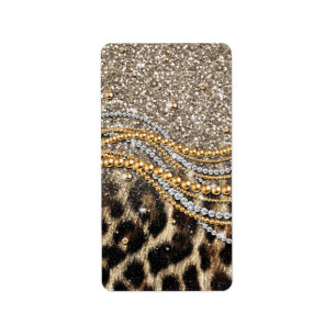 Prachtige teedy Leopard Faux Dierendruk Etiket
