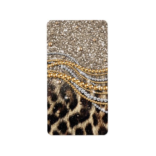 Prachtige teedy Leopard Faux Dierendruk Etiket (Voorkant)
