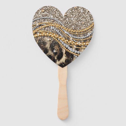 Prachtige teedy Leopard Faux Dierendruk Handwaaier (Achterkant)