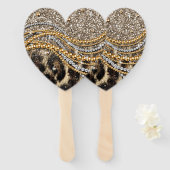 Prachtige teedy Leopard Faux Dierendruk Handwaaier (Voorkant en achterkant)