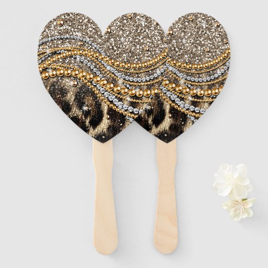 Prachtige teedy Leopard Faux Dierendruk Handwaaier (Voorkant en achterkant)