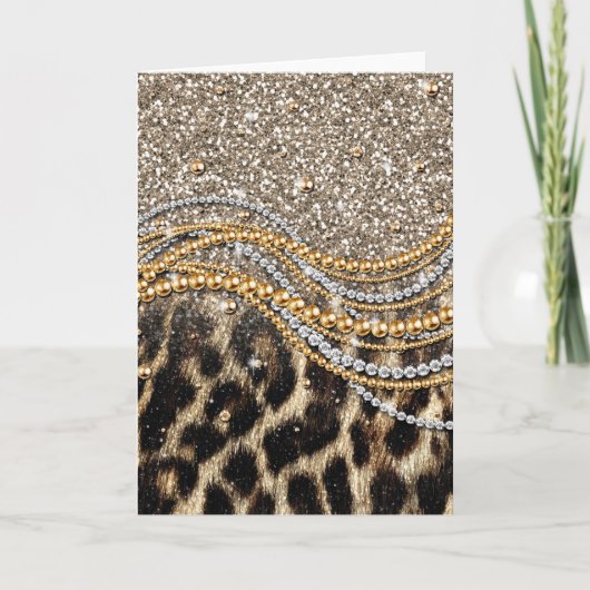 Prachtige teedy Leopard Faux Dierendruk Kaart (Voorkant)