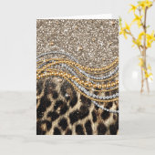 Prachtige teedy Leopard Faux Dierendruk Kaart (Gele Bloem)