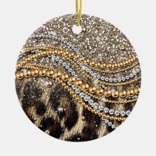 Prachtige teedy Leopard Faux Dierendruk Keramisch Ornament (Voorkant)