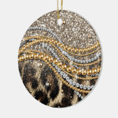 Prachtige teedy Leopard Faux Dierendruk Keramisch Ornament (Links)