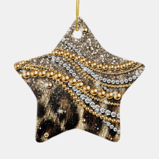 Prachtige teedy Leopard Faux Dierendruk Keramisch Ornament (Voorkant)