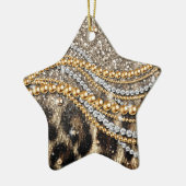 Prachtige teedy Leopard Faux Dierendruk Keramisch Ornament (Links)