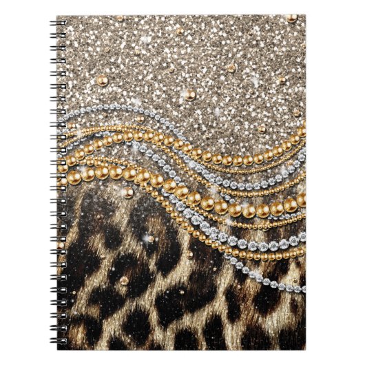 Prachtige teedy Leopard Faux Dierendruk Notitieboek (Voorkant)