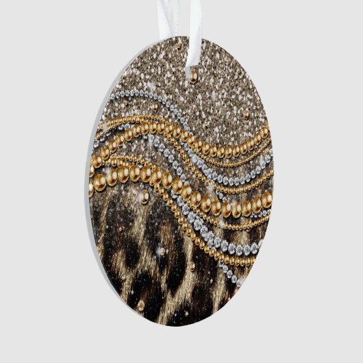 Prachtige teedy Leopard Faux Dierendruk Ornament (voorkant)